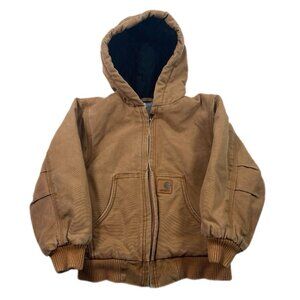 Carhartt Youth Brown Canvas Jacket Insulated Hooded Coat Size 5